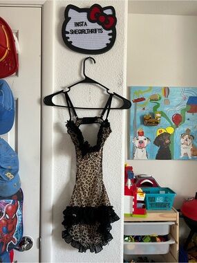 Y2K cheetah print lingerie one piece